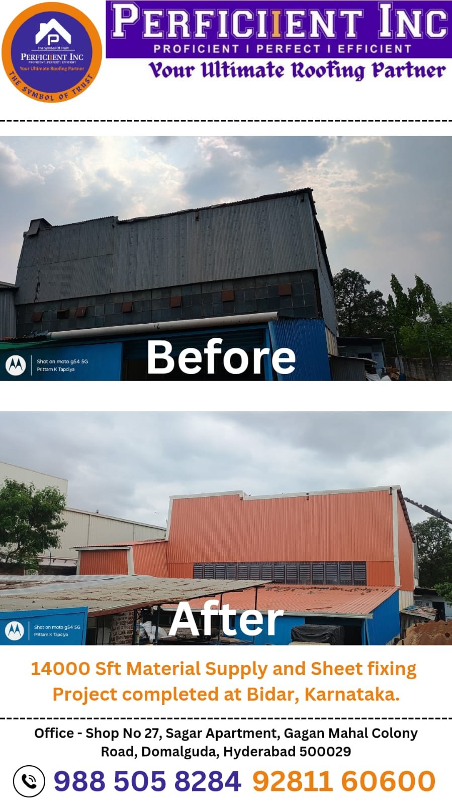 14000 Sft Material Supply and Sheet Fixing Project – Bidar gallery